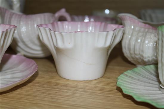 A collection of Belleek porcelain, some First and Second period